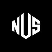 NUS letter logo design with polygon shape. NUS polygon and cube shape logo design. NUS hexagon vector logo template white and black colors. NUS monogram, business and real estate logo.