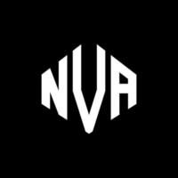 NVA letter logo design with polygon shape. NVA polygon and cube shape logo design. NVA hexagon vector logo template white and black colors. NVA monogram, business and real estate logo.