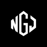 NGJ letter logo design with polygon shape. NGJ polygon and cube shape logo design. NGJ hexagon vector logo template white and black colors. NGJ monogram, business and real estate logo.