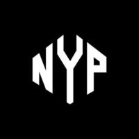 diseño de logotipo de letra nyp con forma de polígono. diseño de logotipo en forma de cubo y polígono de nyp. nyp hexágono vector logo plantilla colores blanco y negro. monograma de nyp, logotipo de negocios y bienes raíces.