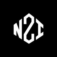 NZI letter logo design with polygon shape. NZI polygon and cube shape logo design. NZI hexagon vector logo template white and black colors. NZI monogram, business and real estate logo.
