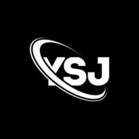 YSJ logo. YSJ letter. YSJ letter logo design. Initials YSJ logo linked with circle and uppercase monogram logo. YSJ typography for technology, business and real estate brand. vector