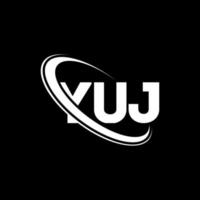 logotipo de yuj. carta yuj. diseño del logotipo de la letra yuj. logotipo de yuj iniciales vinculado con círculo y logotipo de monograma en mayúsculas. tipografía yuj para tecnología, negocios y marca inmobiliaria. vector