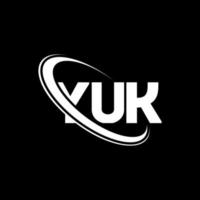 logotipo de yuk. carta de yuk. diseño del logotipo de la letra yuk. logotipo de iniciales yuk vinculado con círculo y logotipo de monograma en mayúsculas. tipografía yuk para tecnología, negocios y marca inmobiliaria. vector