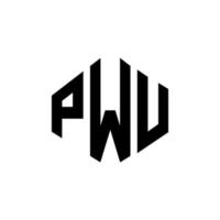 PWU letter logo design with polygon shape. PWU polygon and cube shape logo design. PWU hexagon vector logo template white and black colors. PWU monogram, business and real estate logo.