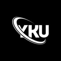 YKU logo. YKU letter. YKU letter logo design. Initials YKU logo linked with circle and uppercase monogram logo. YKU typography for technology, business and real estate brand. vector