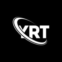 logotipo de yrt. yrta carta. diseño del logotipo de la letra yrt. logotipo de iniciales yrt vinculado con círculo y logotipo de monograma en mayúsculas. tipografía yrt para tecnología, negocios y marca inmobiliaria. vector