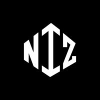 NIZ letter logo design with polygon shape. NIZ polygon and cube shape logo design. NIZ hexagon vector logo template white and black colors. NIZ monogram, business and real estate logo.