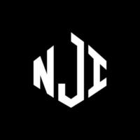diseño de logotipo de letra nji con forma de polígono. diseño de logotipo en forma de cubo y polígono nji. nji hexagon vector logo plantilla colores blanco y negro. monograma nji, logotipo comercial e inmobiliario.
