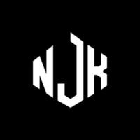 diseño de logotipo de letra njk con forma de polígono. Diseño de logotipo en forma de cubo y polígono njk. njk hexágono vector logo plantilla colores blanco y negro. Monograma njk, logotipo empresarial y inmobiliario.