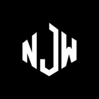 NJW letter logo design with polygon shape. NJW polygon and cube shape logo design. NJW hexagon vector logo template white and black colors. NJW monogram, business and real estate logo.