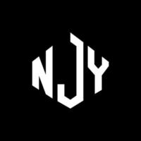 diseño de logotipo de letra njy con forma de polígono. diseño de logotipo en forma de cubo y polígono njy. njy hexágono vector logo plantilla colores blanco y negro. monograma njy, logotipo comercial e inmobiliario.