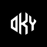 OKY letter logo design with polygon shape. OKY polygon and cube shape logo design. OKY hexagon vector logo template white and black colors. OKY monogram, business and real estate logo.