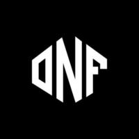 diseño de logotipo de letra onf con forma de polígono. onf polígono y diseño de logotipo en forma de cubo. onf hexágono vector logo plantilla colores blanco y negro. onf monograma, logotipo comercial e inmobiliario.