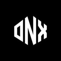 diseño de logotipo de letra onx con forma de polígono. diseño de logotipo en forma de cubo y polígono onx. Onx hexágono vector logo plantilla colores blanco y negro. monograma onx, logotipo comercial e inmobiliario.