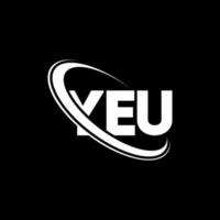 tu logo. tu carta. diseño del logotipo de la letra yeu. iniciales yeu logo enlazado con círculo y monograma en mayúsculas. yeu tipografía para tecnología, negocios y marca inmobiliaria. vector