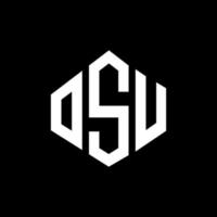 OSU letter logo design with polygon shape. OSU polygon and cube shape logo design. OSU hexagon vector logo template white and black colors. OSU monogram, business and real estate logo.