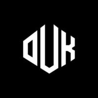 diseño de logotipo de letra ouk con forma de polígono. ouk polígono y diseño de logotipo en forma de cubo. ouk hexágono vector logo plantilla colores blanco y negro. ouk monograma, logotipo comercial e inmobiliario.