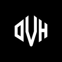 OVH letter logo design with polygon shape. OVH polygon and cube shape logo design. OVH hexagon vector logo template white and black colors. OVH monogram, business and real estate logo.