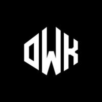 diseño de logotipo de letra owk con forma de polígono. Diseño de logotipo en forma de polígono y cubo de owk. owk hexágono vector logo plantilla colores blanco y negro. monograma owk, logo comercial e inmobiliario.