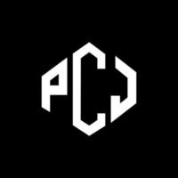 diseño de logotipo de letra pcj con forma de polígono. pcj polígono y diseño de logotipo en forma de cubo. pcj hexágono vector logo plantilla colores blanco y negro. monograma pcj, logotipo comercial y inmobiliario.