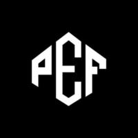 diseño de logotipo de letra pef con forma de polígono. pef polígono y diseño de logotipo en forma de cubo. pef hexágono vector logo plantilla colores blanco y negro. monograma pef, logotipo empresarial y inmobiliario.