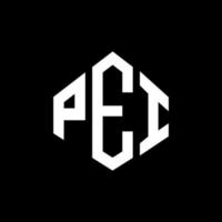 diseño de logotipo de letra pei con forma de polígono. pei polígono y diseño de logotipo en forma de cubo. pei hexágono vector logo plantilla colores blanco y negro. monograma pei, logotipo comercial e inmobiliario.