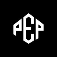 diseño de logotipo de letra pep con forma de polígono. pep polígono y diseño de logotipo en forma de cubo. pep hexagon vector logo plantilla colores blanco y negro. monograma de pep, logo de negocios y bienes raíces.