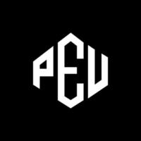 PEU letter logo design with polygon shape. PEU polygon and cube shape logo design. PEU hexagon vector logo template white and black colors. PEU monogram, business and real estate logo.