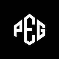 diseño de logotipo de letra peg con forma de polígono. diseño de logotipo de forma de cubo y polígono de clavija. peg hexagon vector logo plantilla colores blanco y negro. monograma de peg, logotipo comercial y inmobiliario.