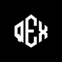 QEX letter logo design with polygon shape. QEX polygon and cube shape logo design. QEX hexagon vector logo template white and black colors. QEX monogram, business and real estate logo.