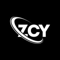 logotipo de zcy. letra zcy. diseño del logotipo de la letra zcy. logotipo de las iniciales zcy vinculado con un círculo y un logotipo de monograma en mayúsculas. tipografía zcy para tecnología, negocios y marca inmobiliaria. vector