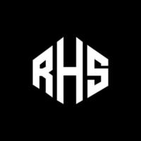 diseño de logotipo de letra rhs con forma de polígono. diseño de logotipo en forma de cubo y polígono rhs. rhs hexágono vector logo plantilla colores blanco y negro. monograma rhs, logotipo comercial y inmobiliario.