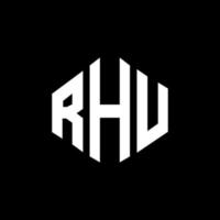 diseño de logotipo de letra rhu con forma de polígono. diseño de logotipo en forma de cubo y polígono rhu. rhu hexágono vector logo plantilla colores blanco y negro. monograma rhu, logotipo comercial y inmobiliario.