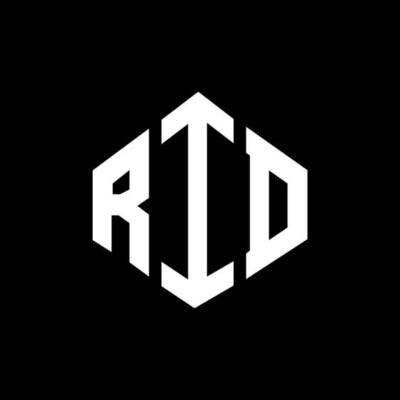 RID letter logo design with polygon shape. RID polygon and cube shape logo design. RID hexagon vector logo template white and black colors. RID monogram, business and real estate logo.
