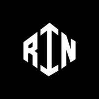 diseño de logotipo de letra rin con forma de polígono. rin polígono y diseño de logotipo en forma de cubo. rin hexagon vector logo plantilla colores blanco y negro. monograma de rin, logotipo comercial y inmobiliario.