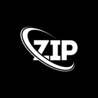 logotipo de cremallera. carta postal. diseño de logotipo de letra zip. logotipo de la cremallera de las iniciales enlazado con un círculo y un monograma en mayúsculas. tipografía zip para tecnología, negocios y marca inmobiliaria. vector