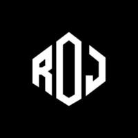 ROJ letter logo design with polygon shape. ROJ polygon and cube shape logo design. ROJ hexagon vector logo template white and black colors. ROJ monogram, business and real estate logo.