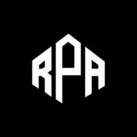 RPA letter logo design with polygon shape. RPA polygon and cube shape logo design. RPA hexagon vector logo template white and black colors. RPA monogram, business and real estate logo.