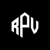RPV letter logo design with polygon shape. RPV polygon and cube shape logo design. RPV hexagon vector logo template white and black colors. RPV monogram, business and real estate logo.