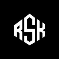 RSK letter logo design with polygon shape. RSK polygon and cube shape logo design. RSK hexagon vector logo template white and black colors. RSK monogram, business and real estate logo.