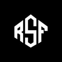 RSF letter logo design with polygon shape. RSF polygon and cube shape logo design. RSF hexagon vector logo template white and black colors. RSF monogram, business and real estate logo.