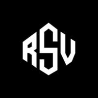 RSV letter logo design with polygon shape. RSV polygon and cube shape logo design. RSV hexagon vector logo template white and black colors. RSV monogram, business and real estate logo.