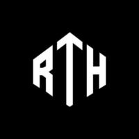 diseño de logotipo de letra rth con forma de polígono. diseño de logotipo en forma de cubo y polígono rth. rth hexágono vector logo plantilla colores blanco y negro. rth monograma, logotipo comercial e inmobiliario.