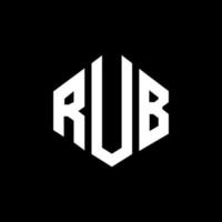 RUB letter logo design with polygon shape. RUB polygon and cube shape logo design. RUB hexagon vector logo template white and black colors. RUB monogram, business and real estate logo.