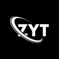 ZYT logo. ZYT letter. ZYT letter logo design. Initials ZYT logo linked with circle and uppercase monogram logo. ZYT typography for technology, business and real estate brand. vector