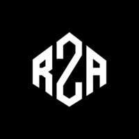 RZA letter logo design with polygon shape. RZA polygon and cube shape logo design. RZA hexagon vector logo template white and black colors. RZA monogram, business and real estate logo.