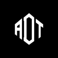 ADT letter logo design with polygon shape. ADT polygon and cube shape logo design. ADT hexagon vector logo template white and black colors. ADT monogram, business and real estate logo.