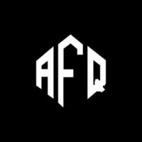 AFQ letter logo design with polygon shape. AFQ polygon and cube shape logo design. AFQ hexagon vector logo template white and black colors. AFQ monogram, business and real estate logo.