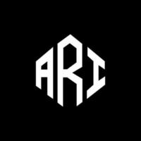 ARI letter logo design with polygon shape. ARI polygon and cube shape logo design. ARI hexagon vector logo template white and black colors. ARI monogram, business and real estate logo.